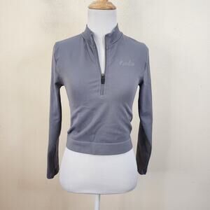 Tala Gray Half Zip Cropped Long Sleeve Shirt Compression Size Medium